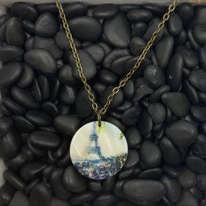 Eiffel Tower Sea Shell Pendant Necklace.